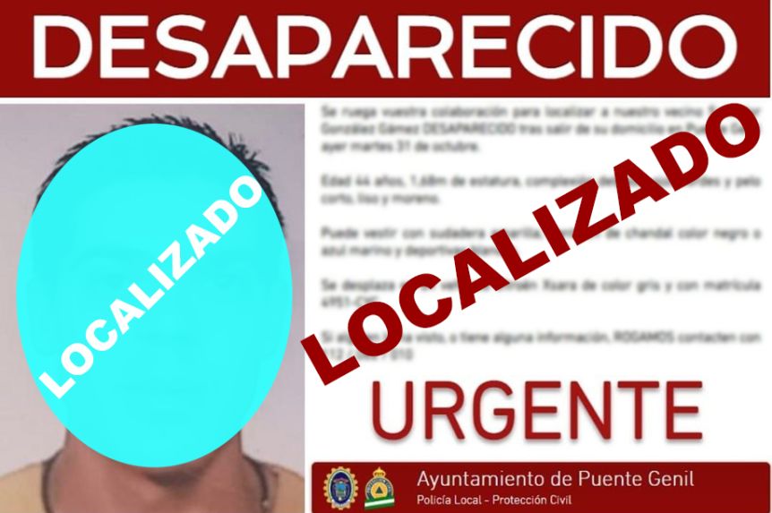Localizan sano y salvo el vecino de Puente Genil que se encontraba en paradero desconocido desde el pasado martes